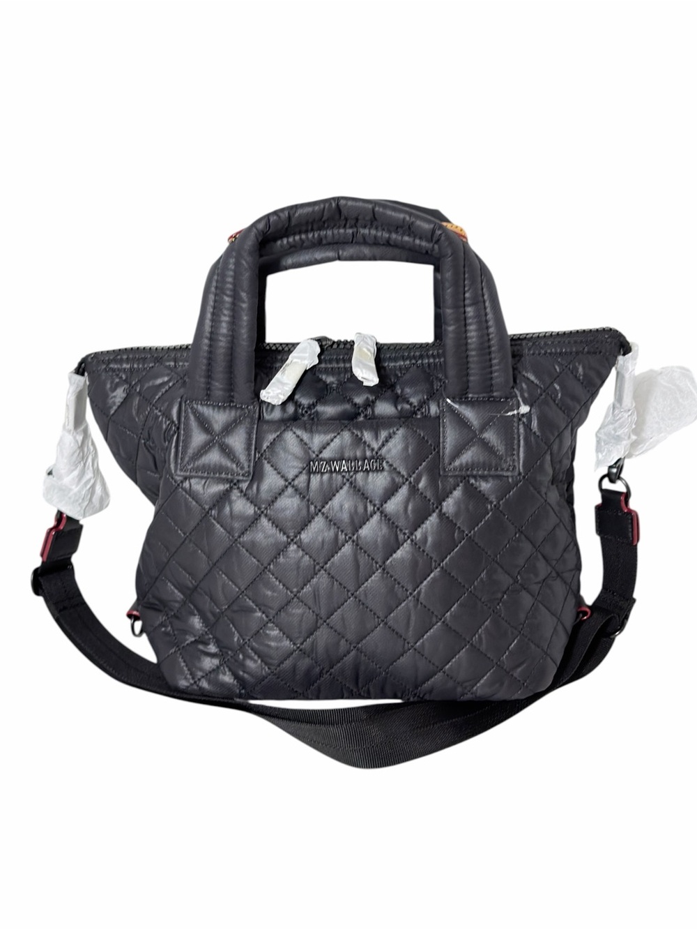 MZ Wallace Small Sutton Deluxe Black Quilted Crossbody Bag w/ Pouch & Strap NEW
